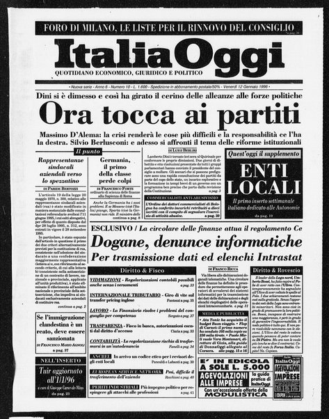 Italia oggi : quotidiano di economia finanza e politica